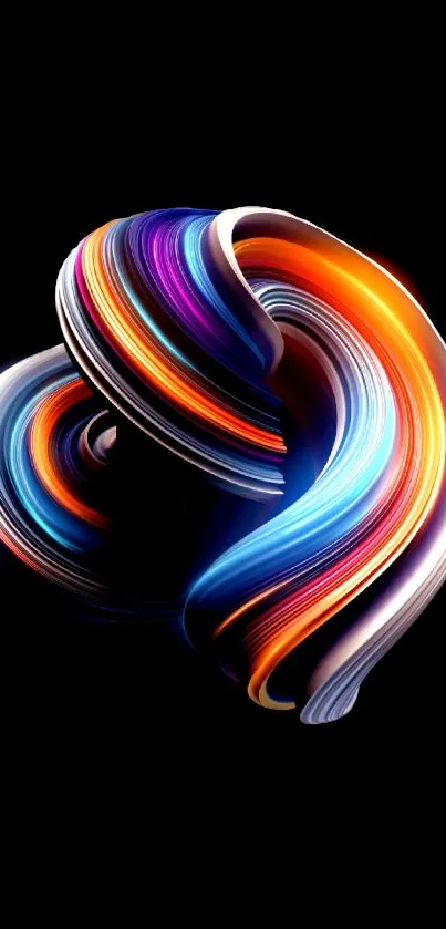 Vibrant abstract wallpaper with swirling neon colors on a black background.