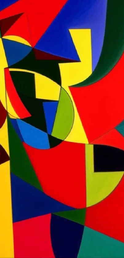 Vibrant abstract wallpaper with bold geometric shapes and vivid colors.