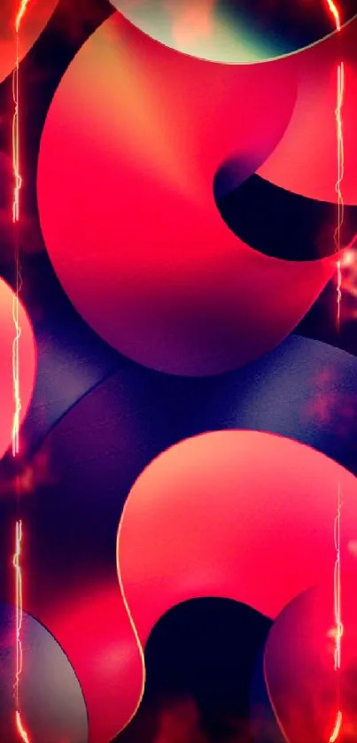 Vibrant abstract wallpaper with red and black swirls.