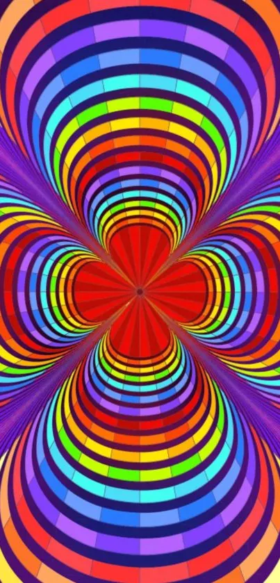 Vibrant, colorful kaleidoscope pattern with concentric circles.