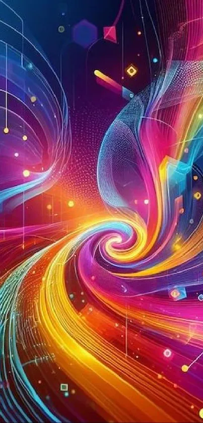 Vibrant abstract wallpaper with swirling colorful patterns.