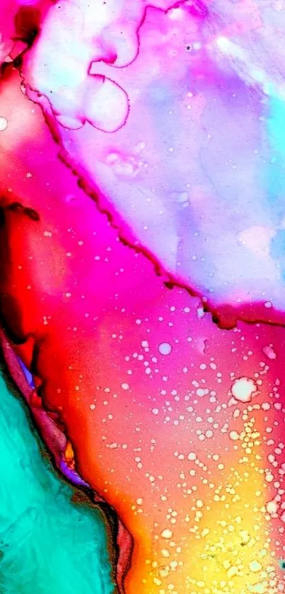 Vibrant abstract art wallpaper with colorful splashes.