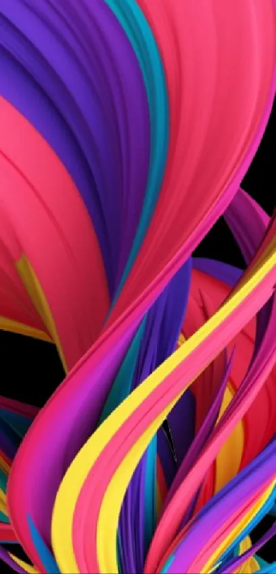 Vibrant abstract design with swirling colors on a mobile wallpaper.