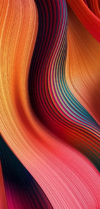 Vibrant abstract wallpaper with colorful waves and patterns.