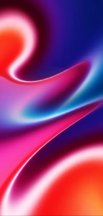 Vibrant red, blue, and pink abstract mobile wallpaper.