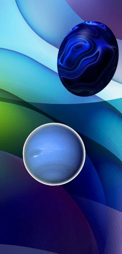 Abstract wallpaper with swirling blue and green hues creating a vibrant design.