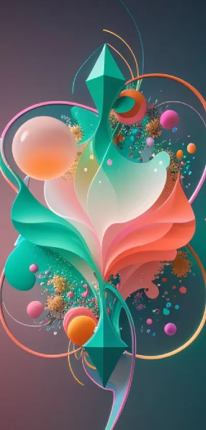 Vibrant abstract mobile wallpaper with bold colors and dynamic shapes.