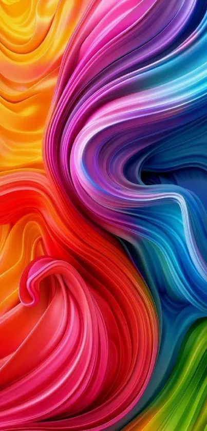 Abstract vibrant wallpaper with colorful swirling waves.