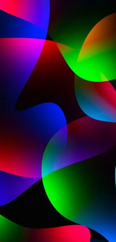 Vibrant abstract mobile wallpaper with dynamic blue, red, and green colors.