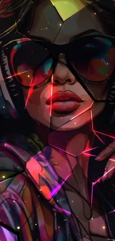 Abstract art with headphones and vibrant colors.