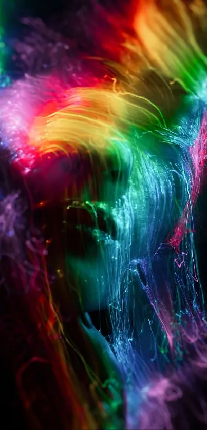 Neon abstract art with vibrant colors for mobile wallpaper.