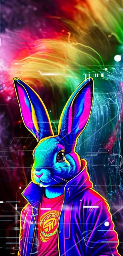 Abstract neon art wallpaper with vibrant colors and ethereal patterns.