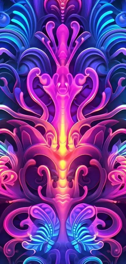 Vibrant abstract neon wallpaper with swirling colors.