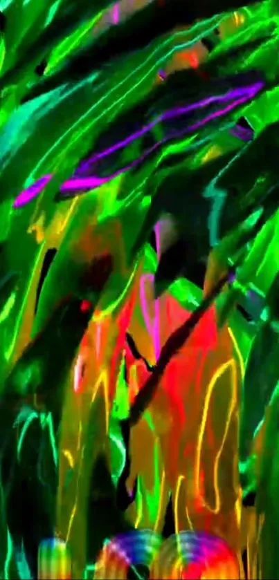 Abstract neon leaves in vibrant colors