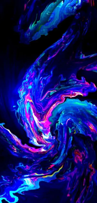 Vibrant abstract neon swirl wallpaper with rich colors.