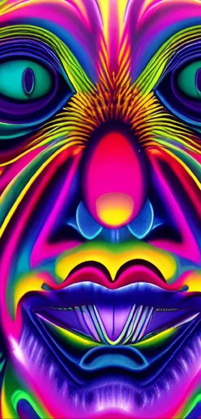 Vibrant abstract neon face art wallpaper.
