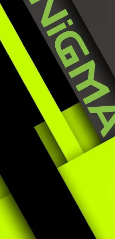 Abstract neon green and black geometric wallpaper for mobile.