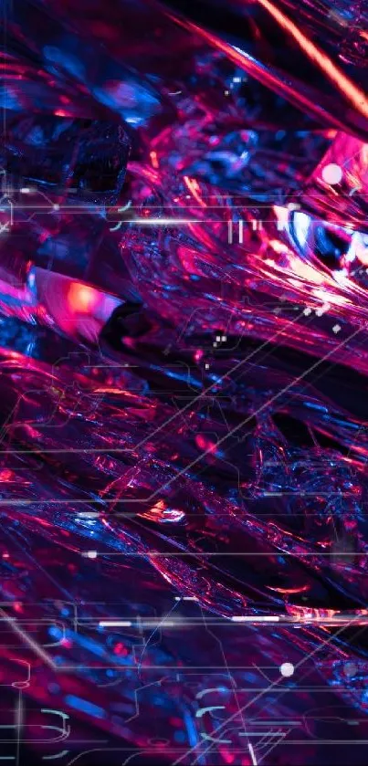 Vibrant abstract neon wallpaper with blue and pink hues, perfect for mobile screens.