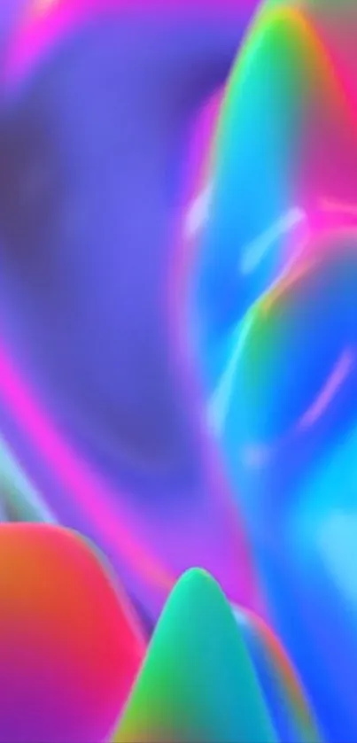 Colorful abstract neon wallpaper with vibrant fluid shapes.
