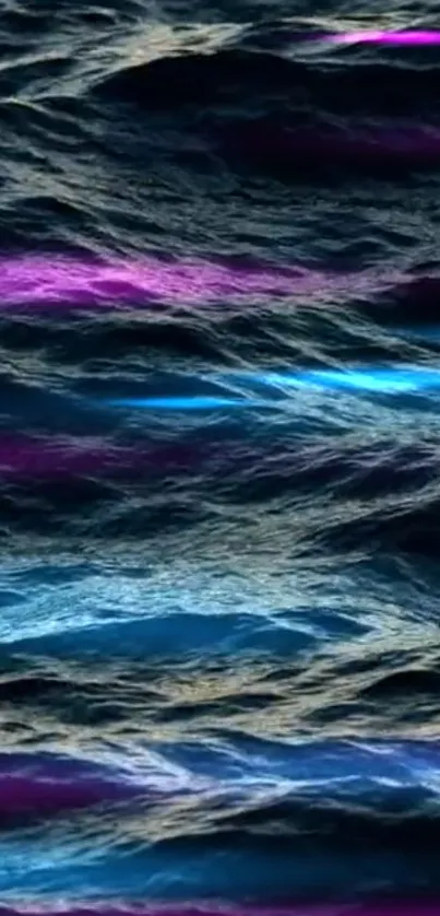 Vibrant abstract ocean waves wallpaper with blue, pink, and purple hues.