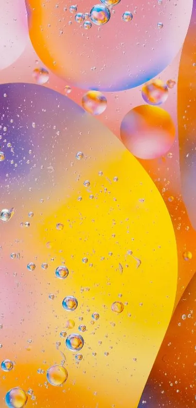 Colorful wallpaper with abstract oil bubbles and vibrant colors.