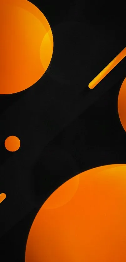 Vibrant abstract wallpaper with orange circles on black.