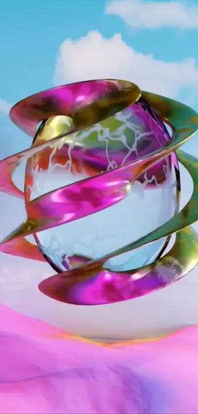 Vibrant abstract orb in the sky, colorful mobile wallpaper design.