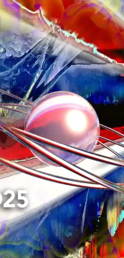 Abstract wallpaper with a colorful orb and vibrant design