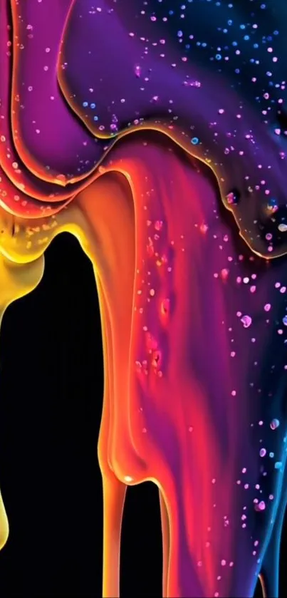 Vibrant abstract wallpaper with colorful paint drips.