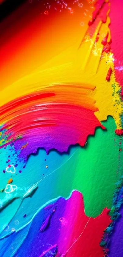 Vibrant abstract paint splash wallpaper with colorful brushstrokes.