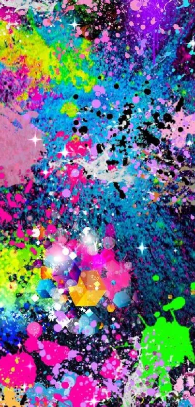 Vibrant abstract paint splash mobile wallpaper.