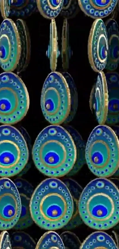 Abstract pattern with blue and green circular designs.
