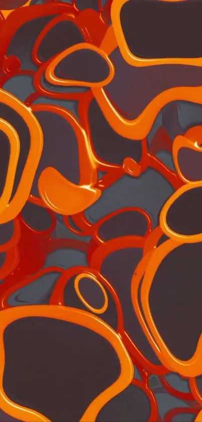 Abstract orange and black patterned wallpaper design.