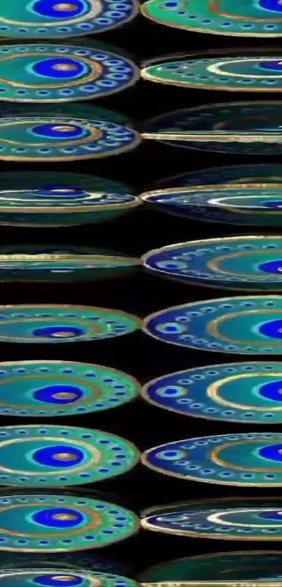 Abstract pattern wallpaper with colorful circles in teal and blue tones.