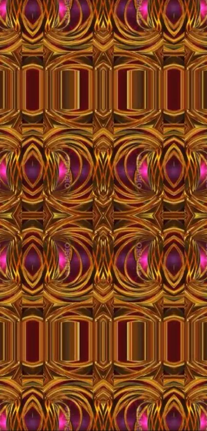 Vibrant gold abstract pattern wallpaper with symmetry