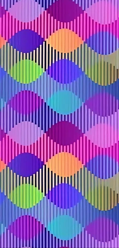 Vibrant abstract wallpaper with geometric patterns in multicolor hues.