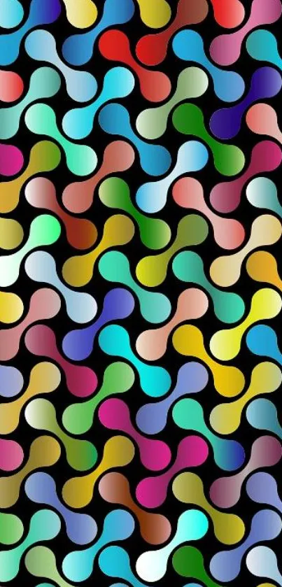 Vibrant abstract pattern wallpaper with colorful wavy shapes.