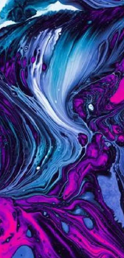 Vibrant abstract wallpaper with swirling purple and blue patterns.