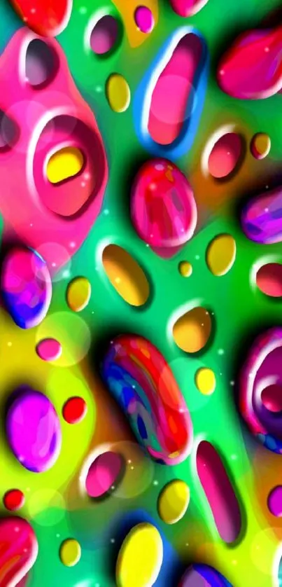 Vibrant abstract mobile wallpaper with dynamic colorful shapes.