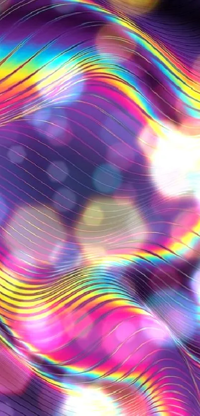 Vibrant abstract wallpaper with swirling neon waves.