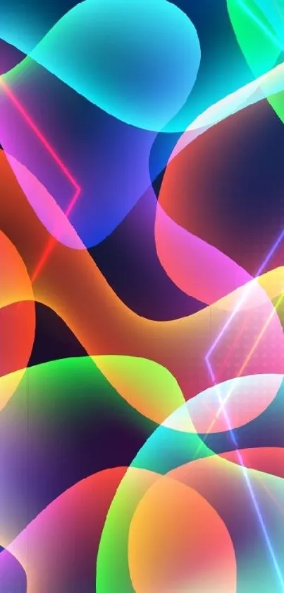 Vibrant abstract mobile wallpaper with fluid, colorful shapes.