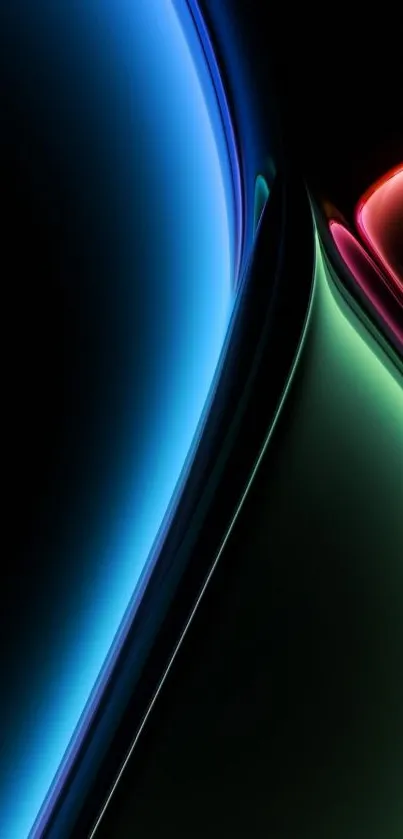 Abstract phone wallpaper with neon colors and dark background.