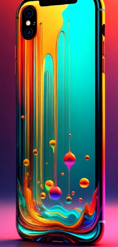 Colorful abstract wallpaper with a turquoise fluid design.