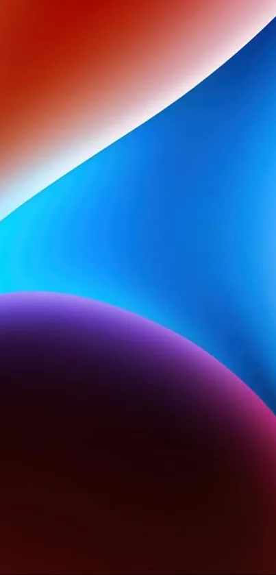 Vibrant abstract wallpaper with swirling blue, purple, and red gradients.