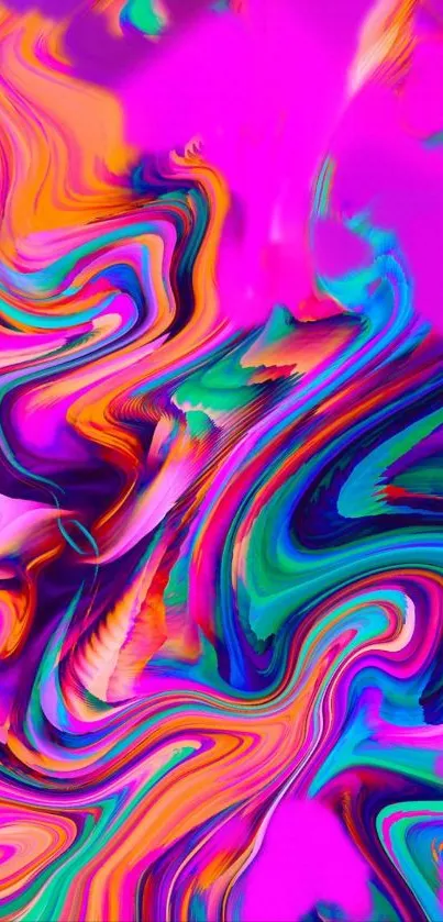 Colorful abstract wallpaper with pink swirls and vibrant hues.