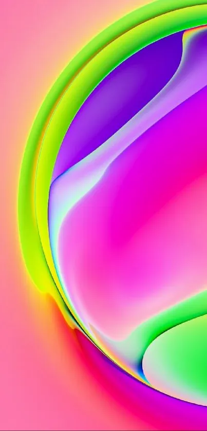 Vibrant abstract wallpaper with pink, green, and purple hues.