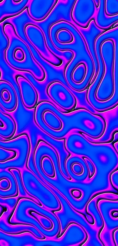 Vibrant abstract wallpaper with purple and blue wavy patterns.