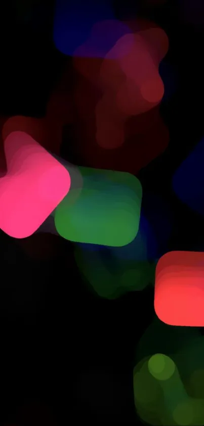 Vibrant abstract phone wallpaper with colorful soft shapes on black.