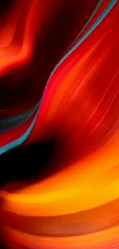 Vibrant abstract wallpaper with swirling red, orange, and yellow patterns.