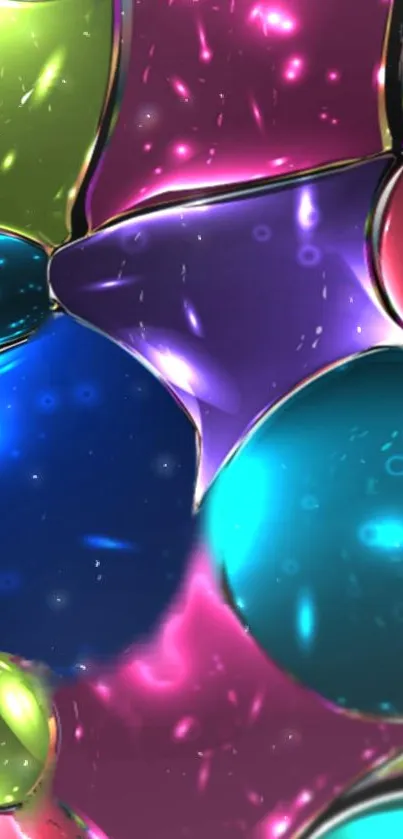 Vibrant abstract wallpaper with colorful bubbles.